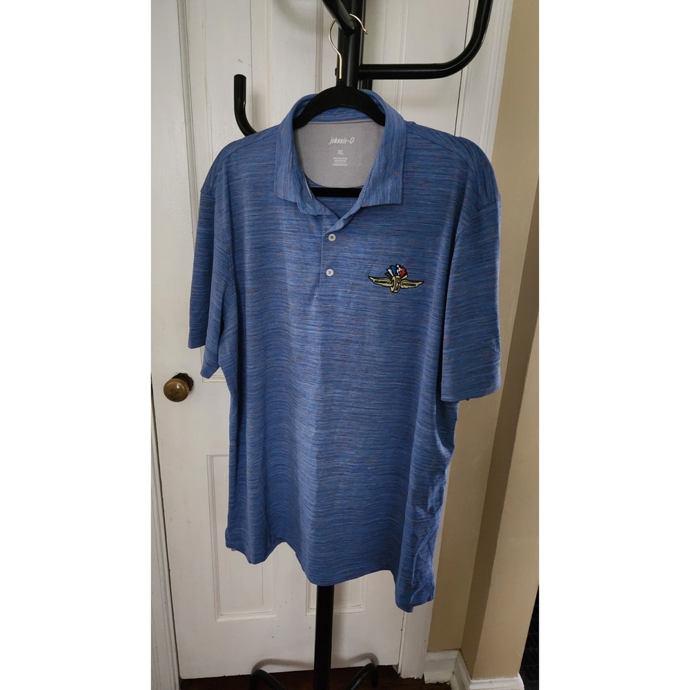Johnnie O Golf Polo Shirt Mens Size XL Blue Short Sleeve Indy Speedway Logo